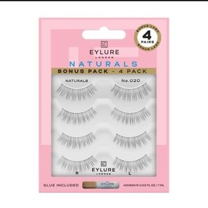 Eylure London Naturals No. 020 Reusable Eyelash Extensions With Glue NWT